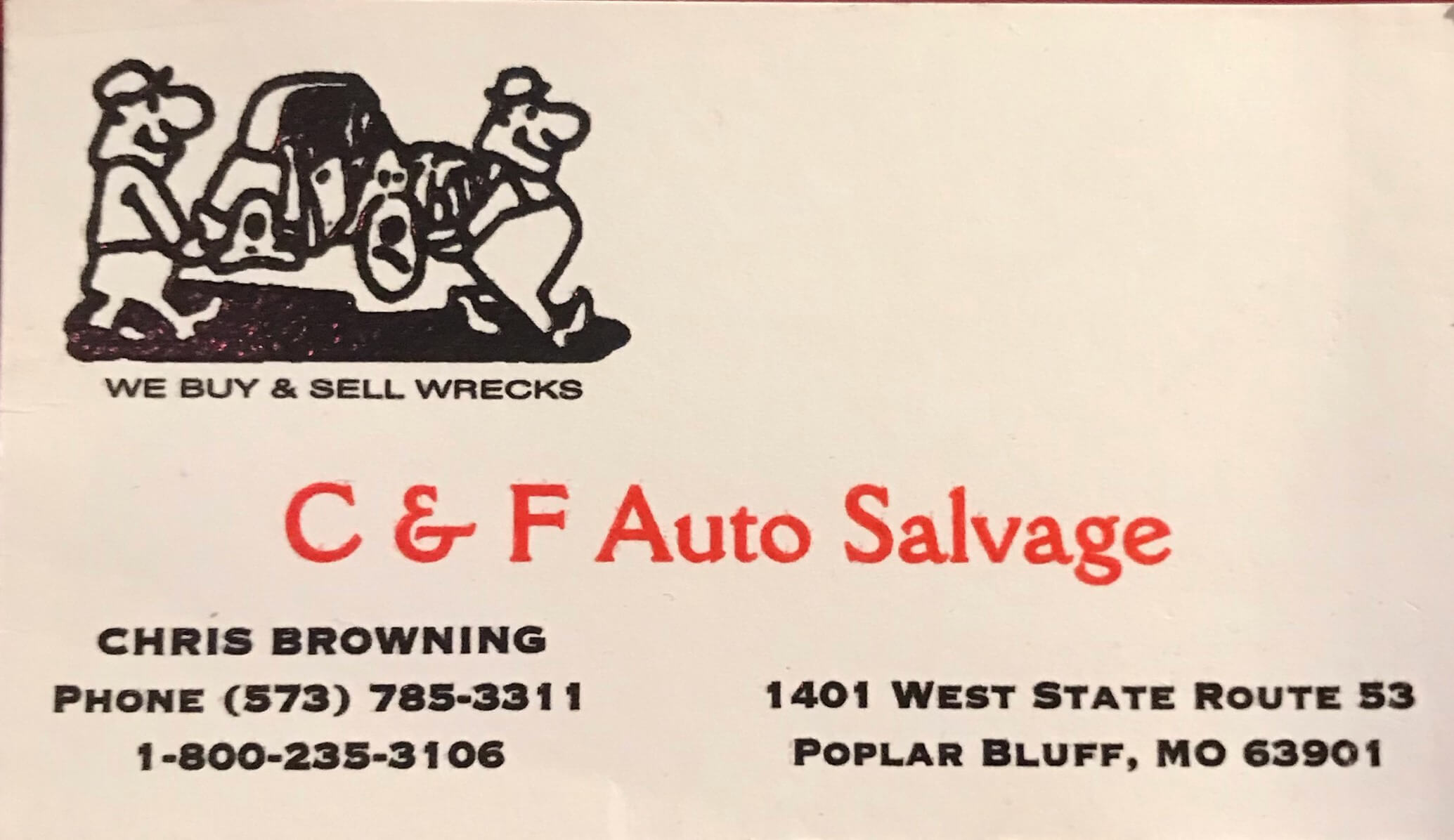 C F Auto Salvage 250 Sponsor